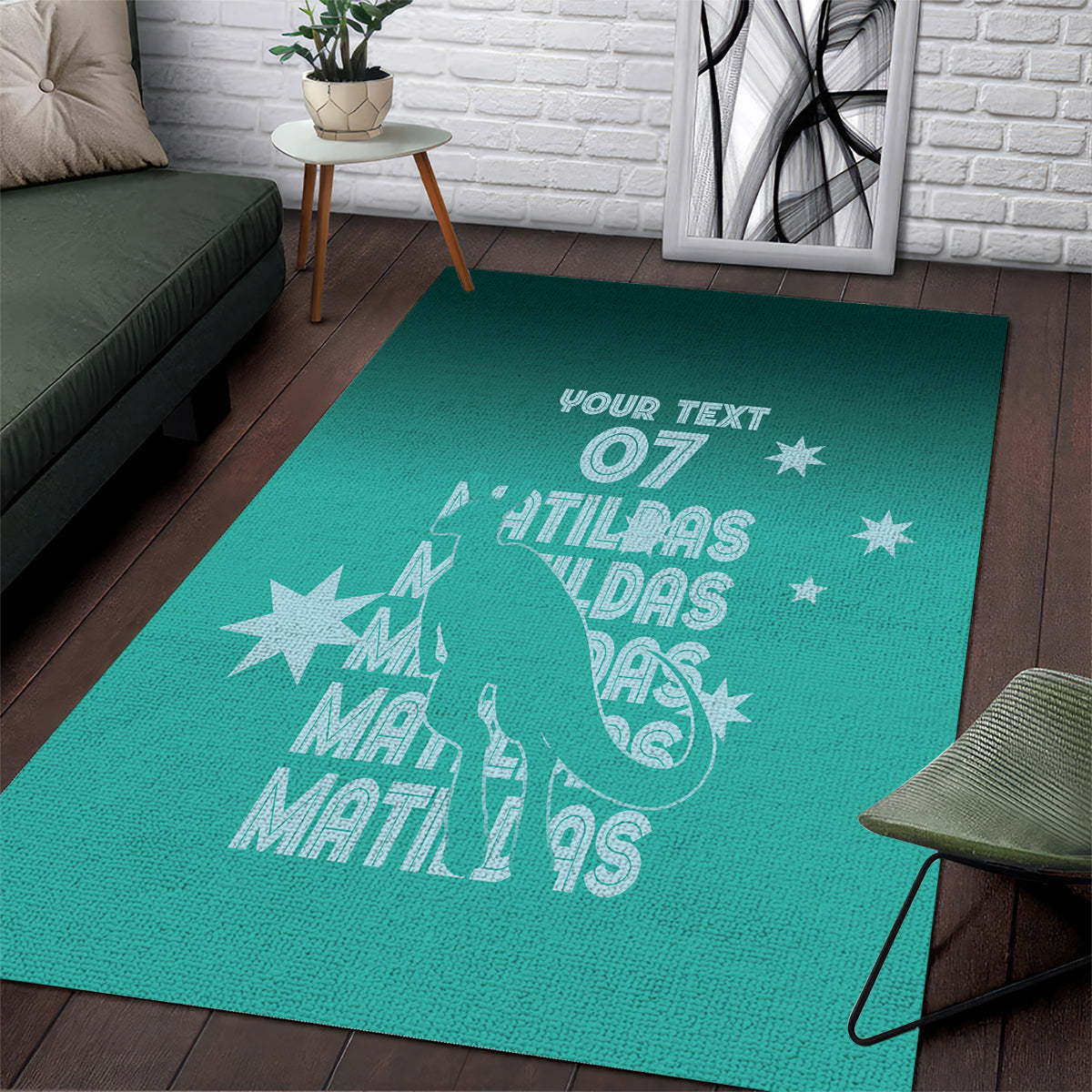 Australia Soccer Matildas Custom Area Rug Turquoise Basic Gradient - Vibe Hoodie Shop