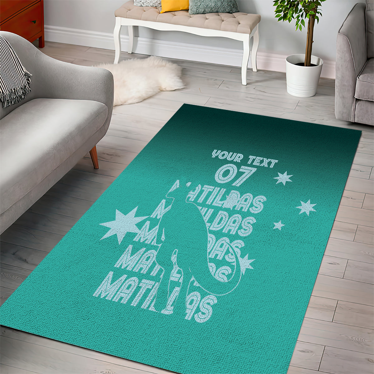 Australia Soccer Matildas Custom Area Rug Turquoise Basic Gradient - Vibe Hoodie Shop