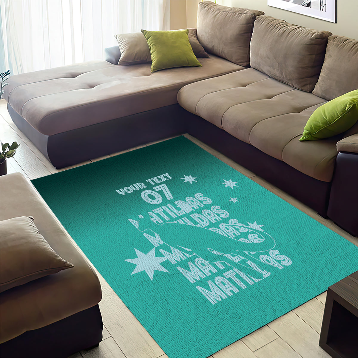 Australia Soccer Matildas Custom Area Rug Turquoise Basic Gradient - Vibe Hoodie Shop