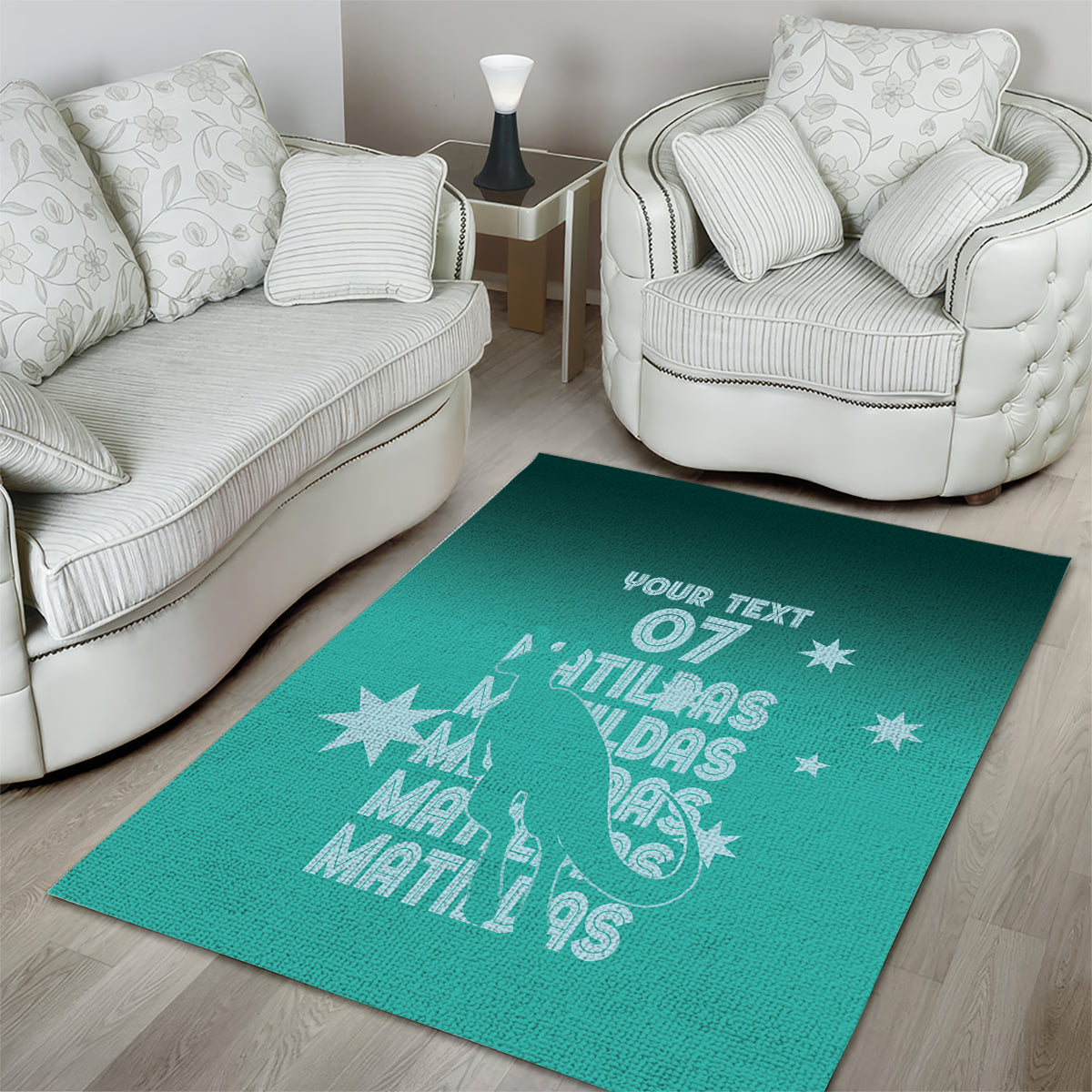 Australia Soccer Matildas Custom Area Rug Turquoise Basic Gradient - Vibe Hoodie Shop