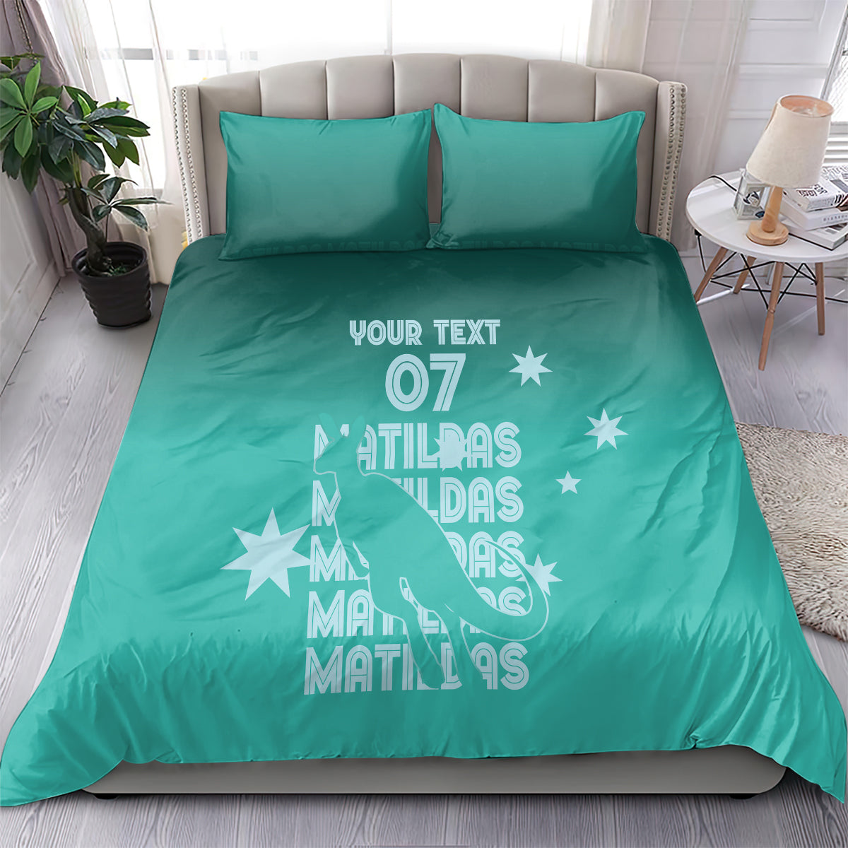 Australia Soccer Matildas Custom Bedding Set Turquoise Basic Gradient - Vibe Hoodie Shop
