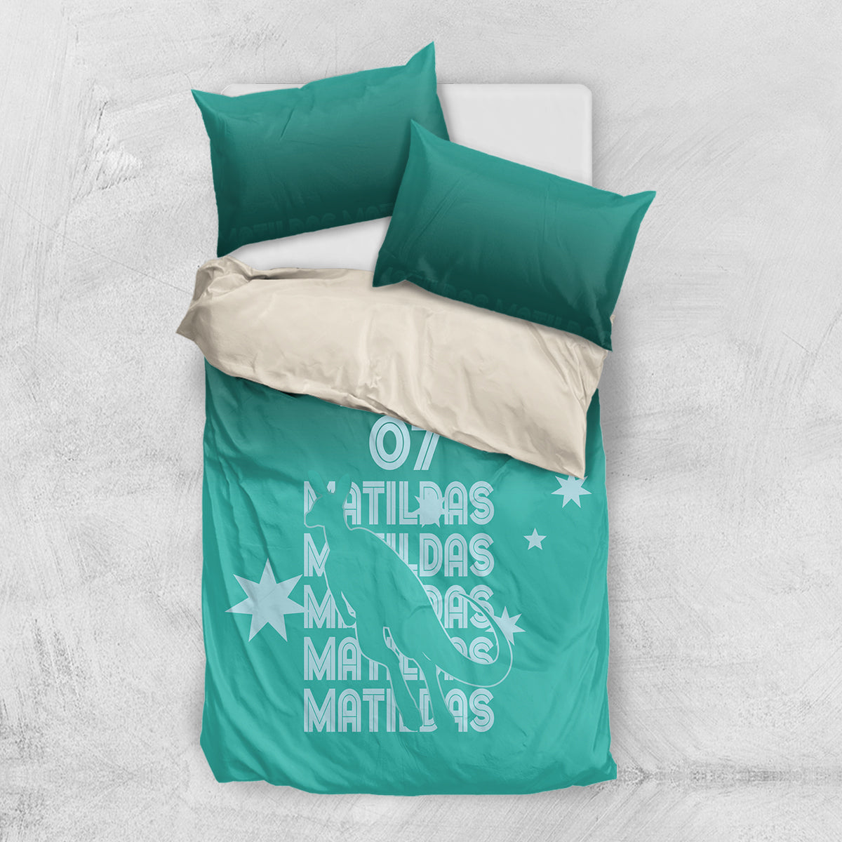 Australia Soccer Matildas Custom Bedding Set Turquoise Basic Gradient - Vibe Hoodie Shop