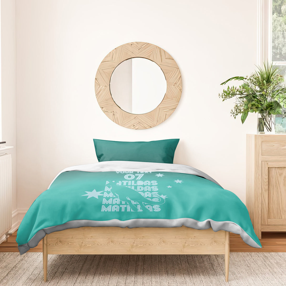 Australia Soccer Matildas Custom Bedding Set Turquoise Basic Gradient - Vibe Hoodie Shop