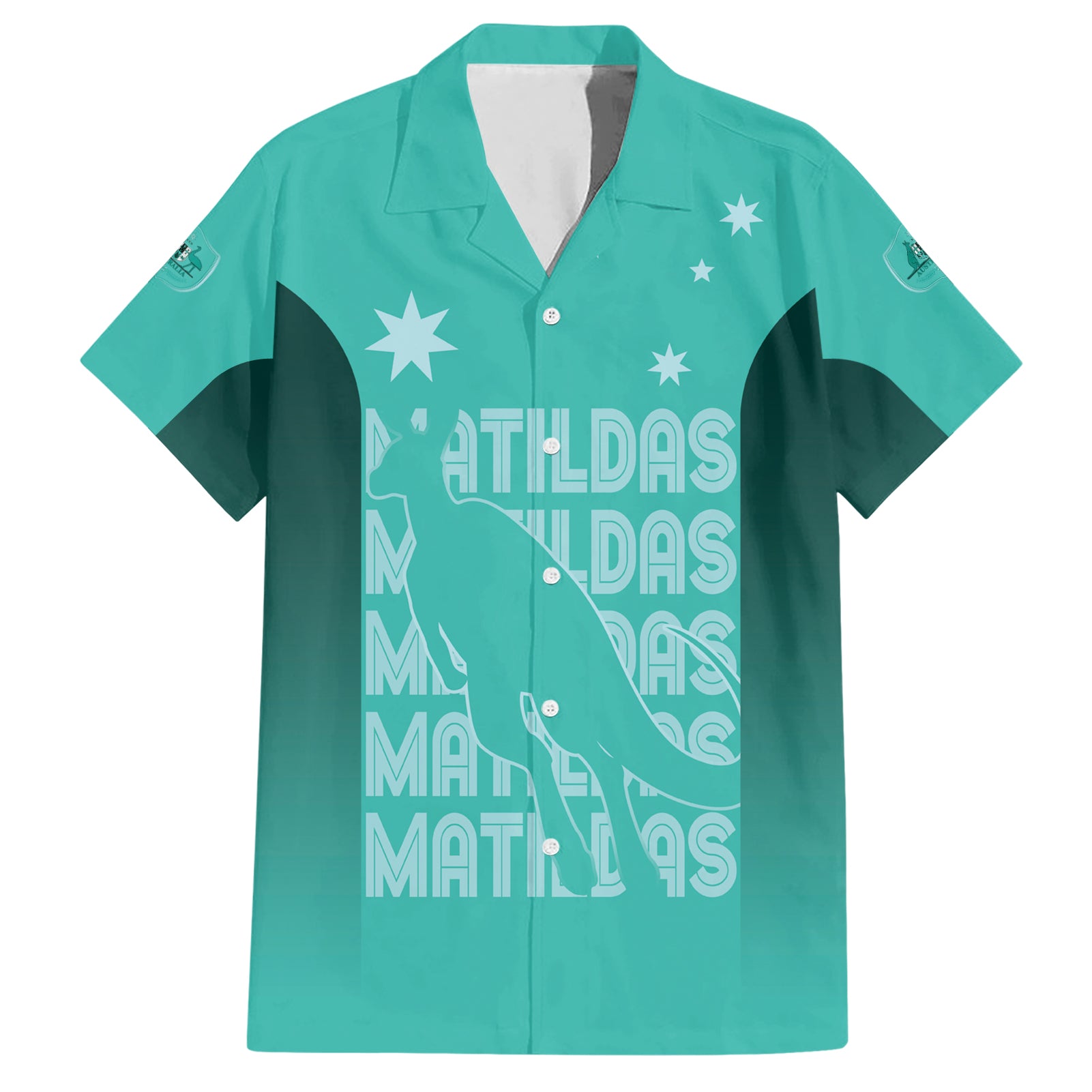 Australia Soccer Matildas Custom Hawaiian Shirt Turquoise Basic Gradient - Vibe Hoodie Shop