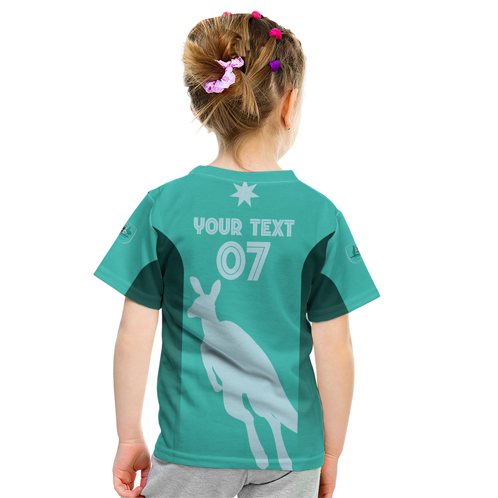 Australia Soccer Matildas Custom Kid T Shirt Turquoise Basic Gradient - Vibe Hoodie Shop