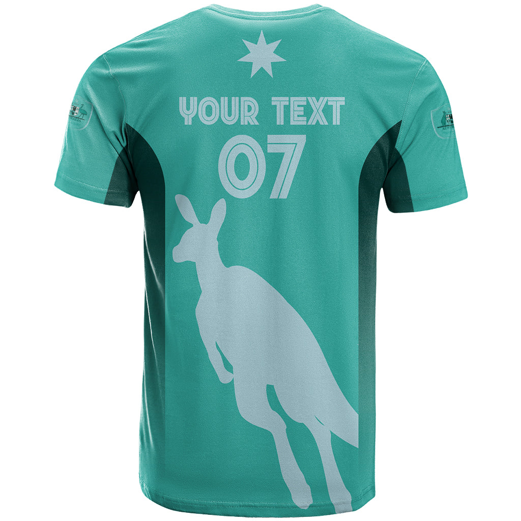 Australia Soccer Matildas Custom T Shirt Turquoise Basic Gradient - Vibe Hoodie Shop