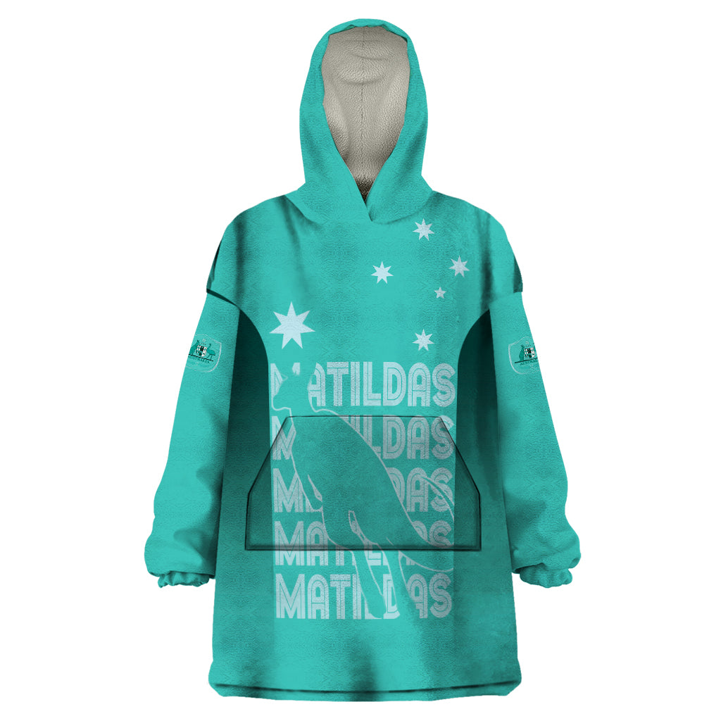 Australia Soccer Matildas Custom Wearable Blanket Hoodie Turquoise Basic Gradient - Vibe Hoodie Shop