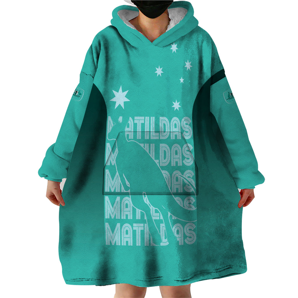 Australia Soccer Matildas Custom Wearable Blanket Hoodie Turquoise Basic Gradient - Vibe Hoodie Shop