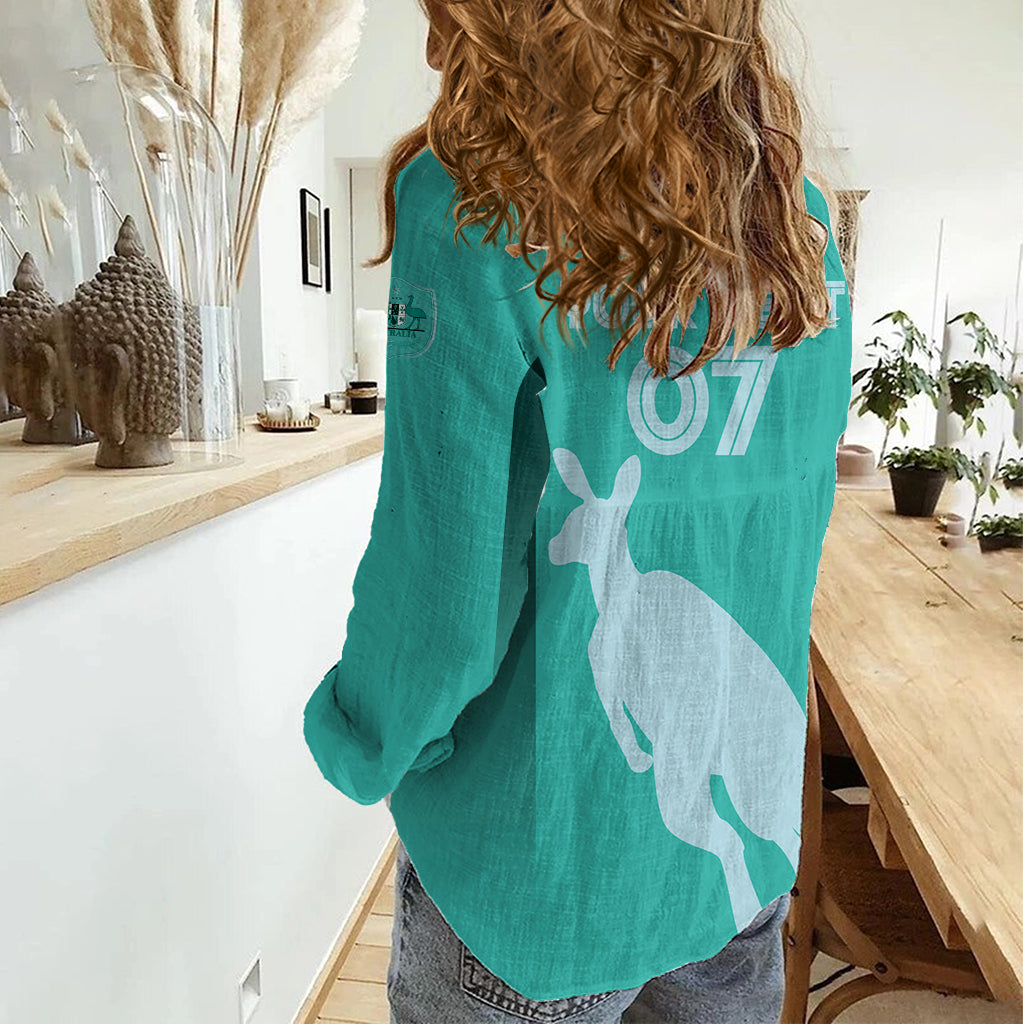 Australia Soccer Matildas Custom Women Casual Shirt Turquoise Basic Gradient - Vibe Hoodie Shop