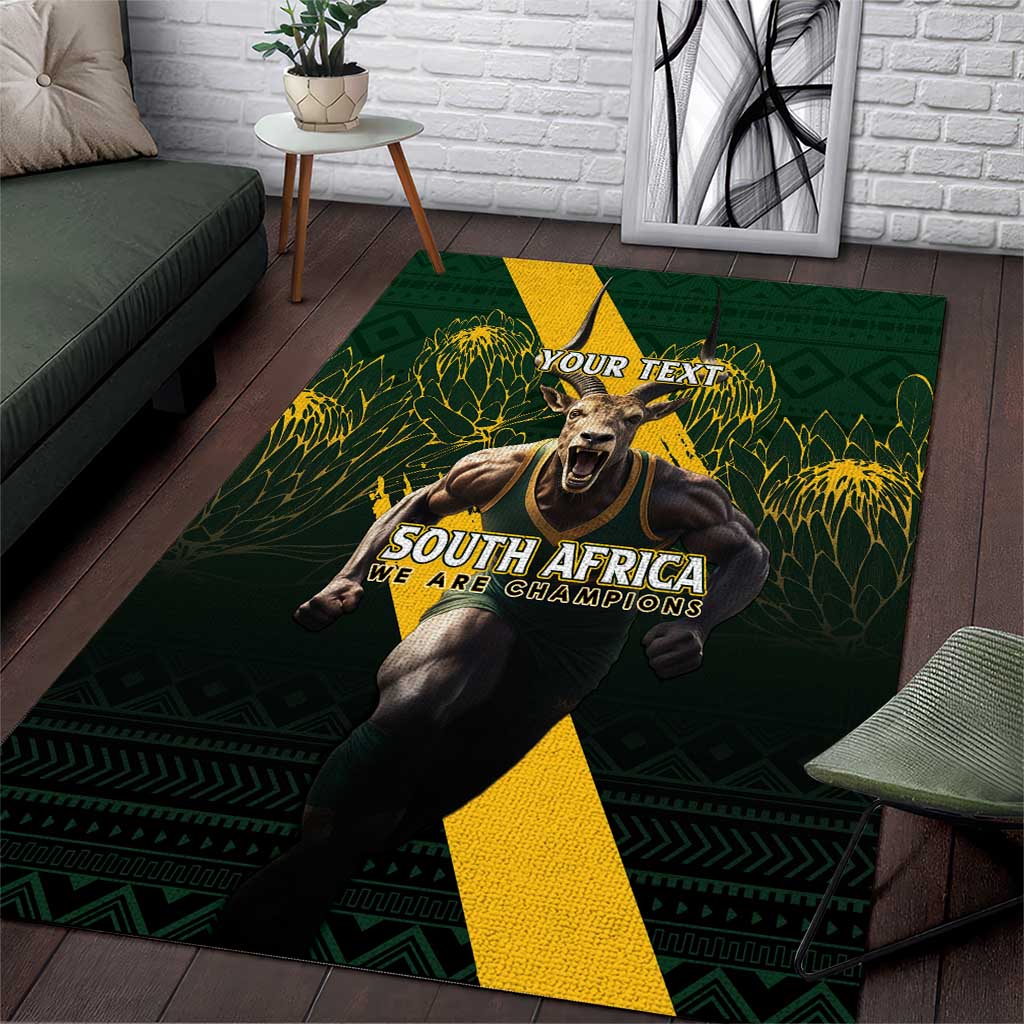 Personalised South Africa Rugby Area Rug Proud Bokke We Are Champions - Vibe Hoodie Shop