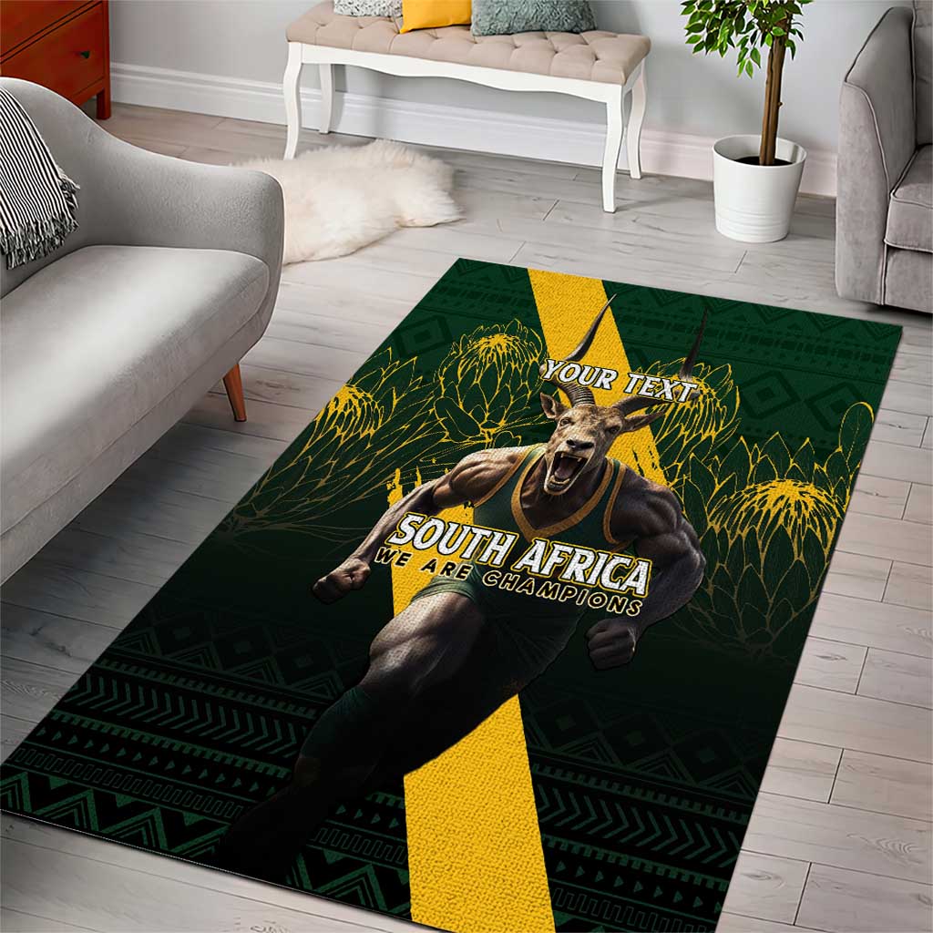 Personalised South Africa Rugby Area Rug Proud Bokke We Are Champions - Vibe Hoodie Shop