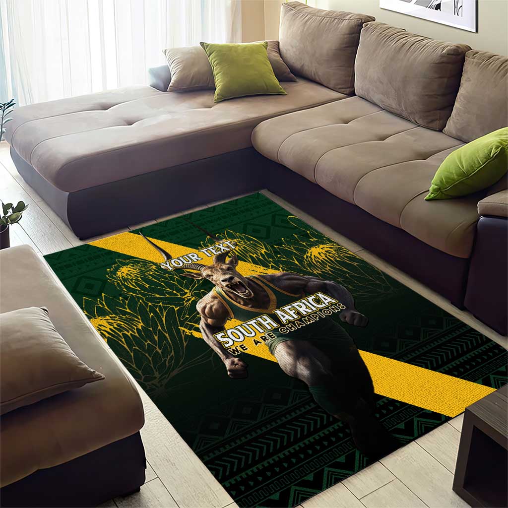 Personalised South Africa Rugby Area Rug Proud Bokke We Are Champions - Vibe Hoodie Shop