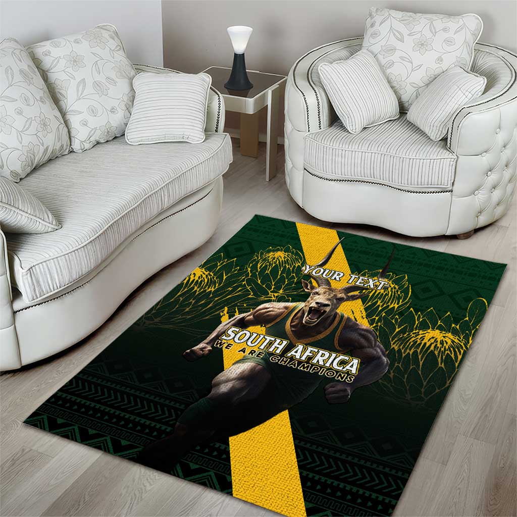 Personalised South Africa Rugby Area Rug Proud Bokke We Are Champions - Vibe Hoodie Shop