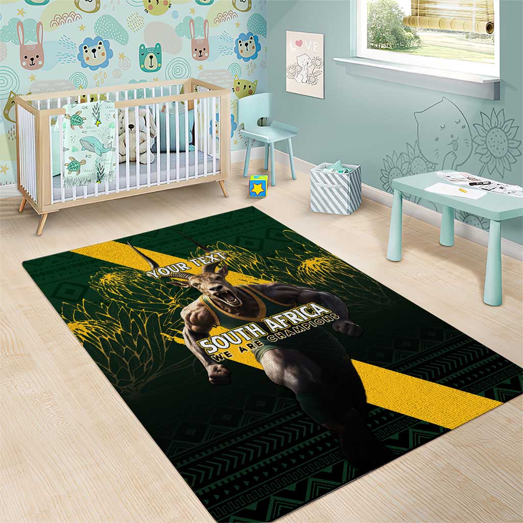 Personalised South Africa Rugby Area Rug Proud Bokke We Are Champions - Vibe Hoodie Shop