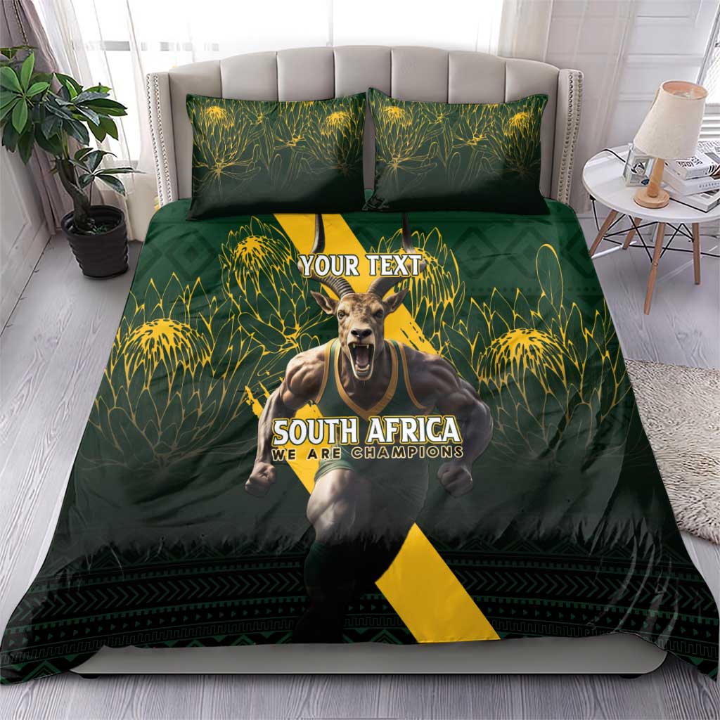 Personalised South Africa Rugby Bedding Set Proud Bokke We Are Champions - Vibe Hoodie Shop