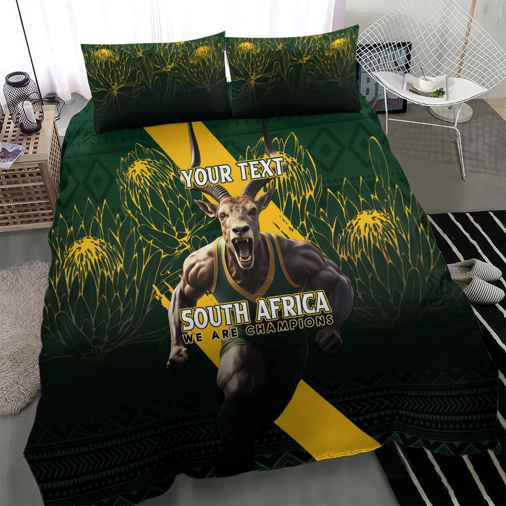 Personalised South Africa Rugby Bedding Set Proud Bokke We Are Champions - Vibe Hoodie Shop