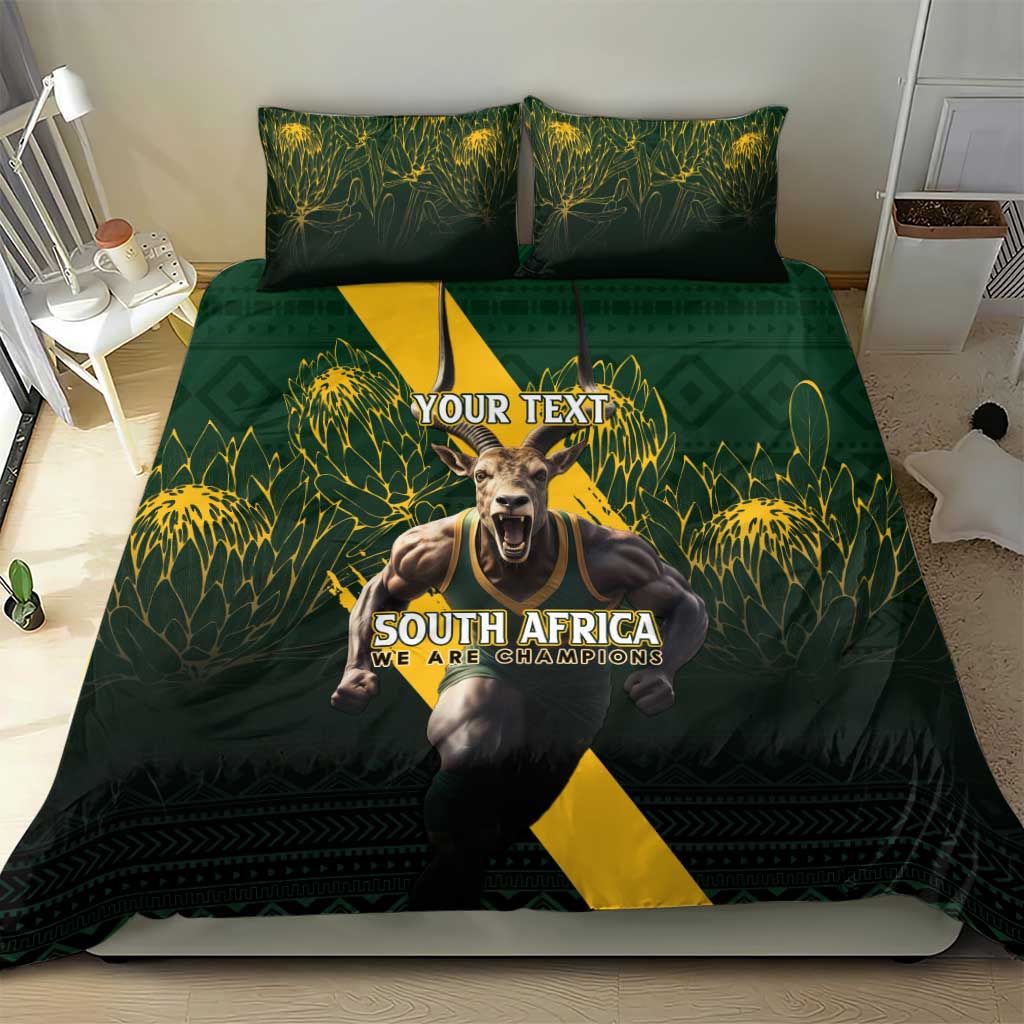 Personalised South Africa Rugby Bedding Set Proud Bokke We Are Champions - Vibe Hoodie Shop