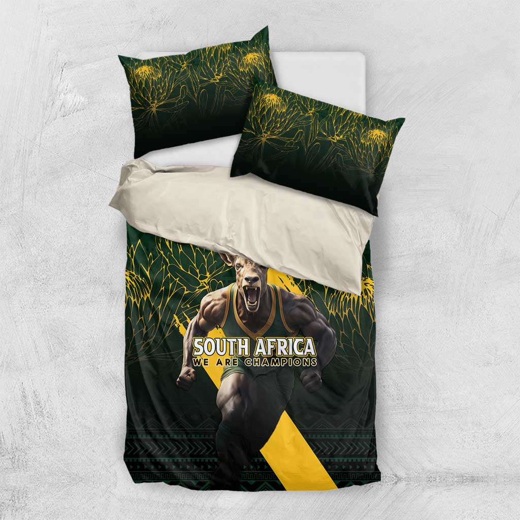 Personalised South Africa Rugby Bedding Set Proud Bokke We Are Champions - Vibe Hoodie Shop