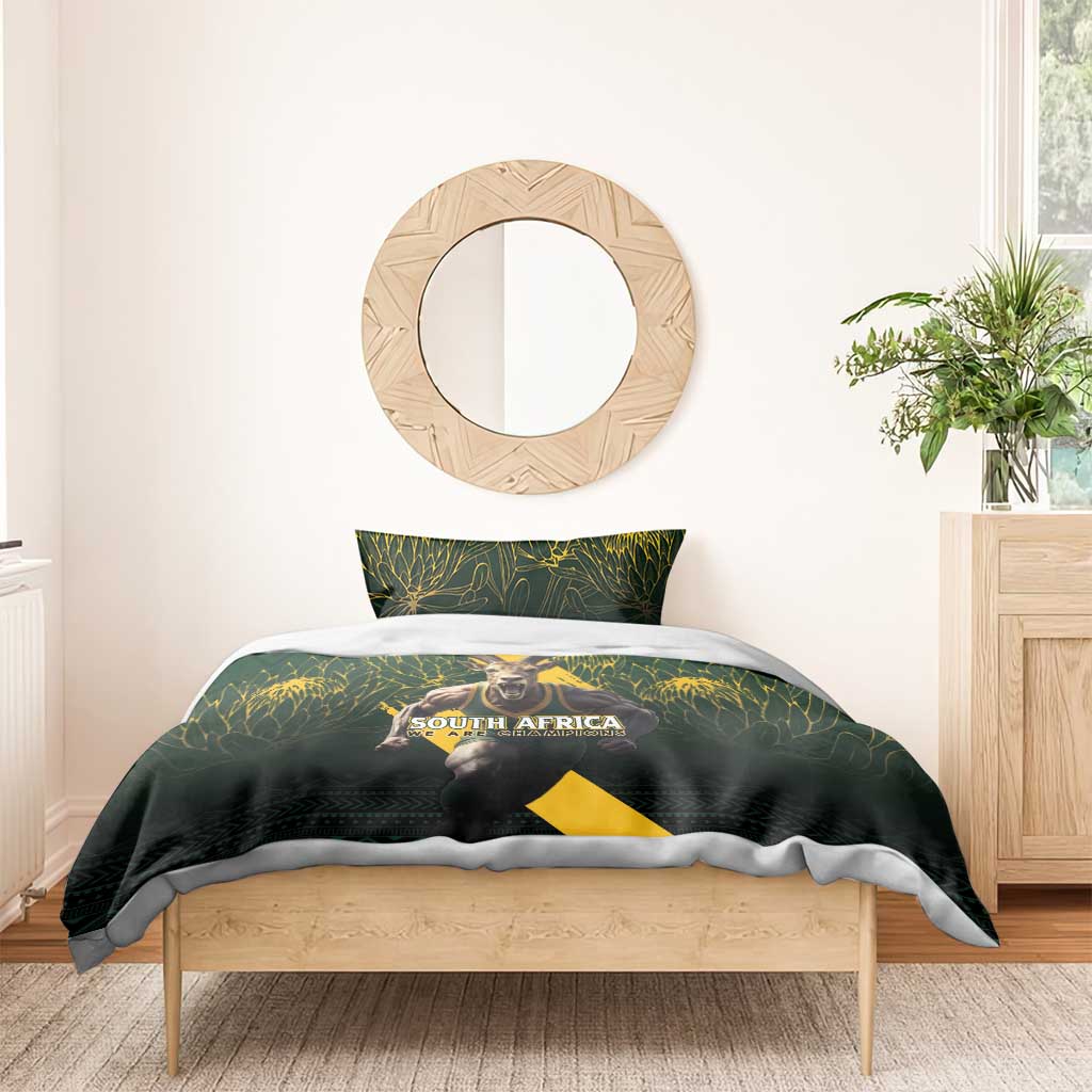 Personalised South Africa Rugby Bedding Set Proud Bokke We Are Champions - Vibe Hoodie Shop