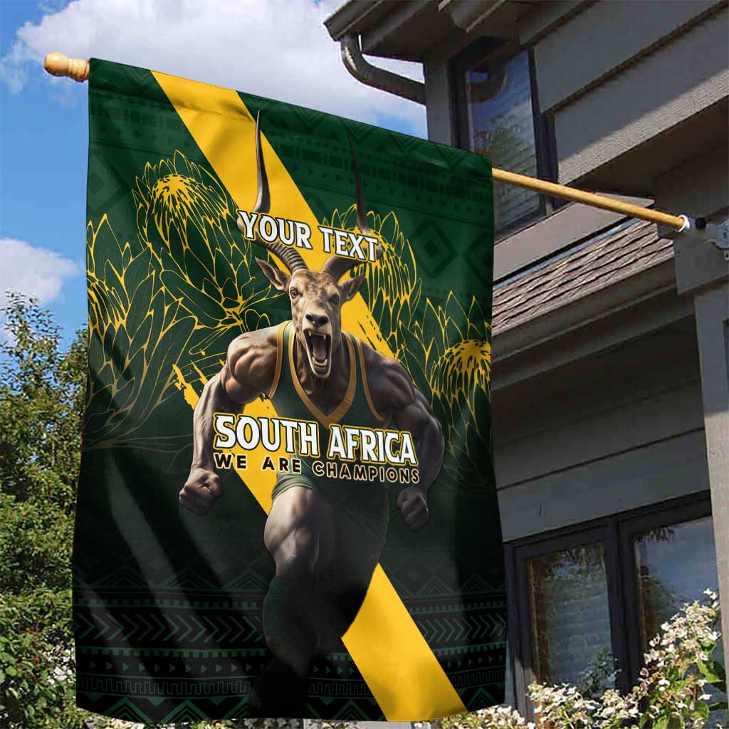 Personalised South Africa Rugby Garden Flag Proud Bokke We Are Champions - Vibe Hoodie Shop