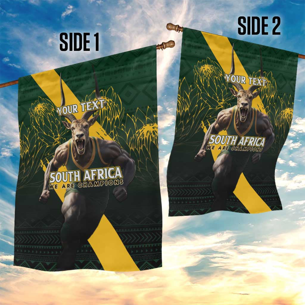 Personalised South Africa Rugby Garden Flag Proud Bokke We Are Champions - Vibe Hoodie Shop