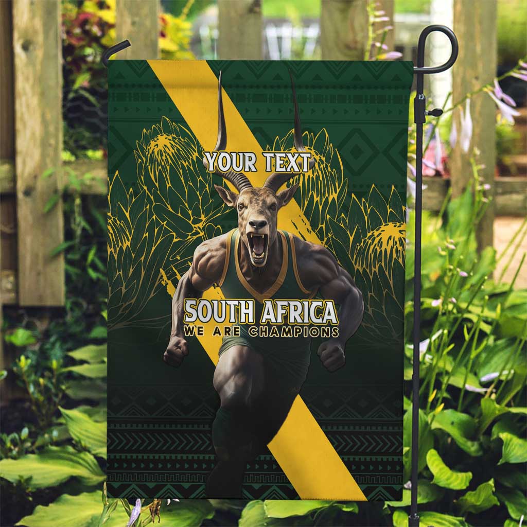 Personalised South Africa Rugby Garden Flag Proud Bokke We Are Champions - Vibe Hoodie Shop