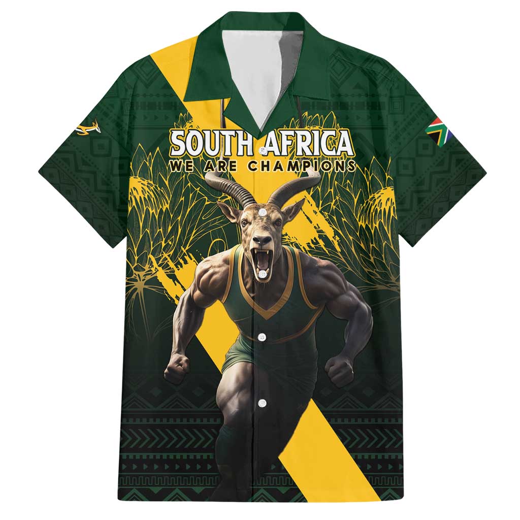 Personalised South Africa Rugby Hawaiian Shirt Proud Bokke We Are Champions - Vibe Hoodie Shop