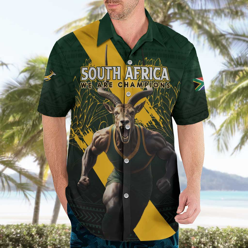 Personalised South Africa Rugby Hawaiian Shirt Proud Bokke We Are Champions - Vibe Hoodie Shop