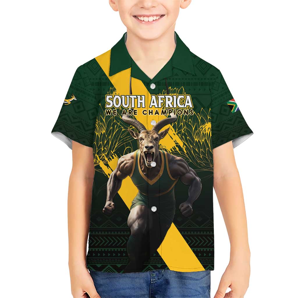 Personalised South Africa Rugby Hawaiian Shirt Proud Bokke We Are Champions - Vibe Hoodie Shop