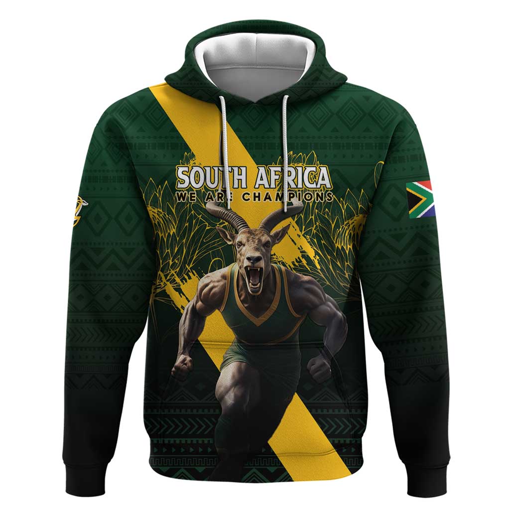 Personalised South Africa Rugby Hoodie Proud Bokke We Are Champions LT7 - Vibe Hoodie Shop