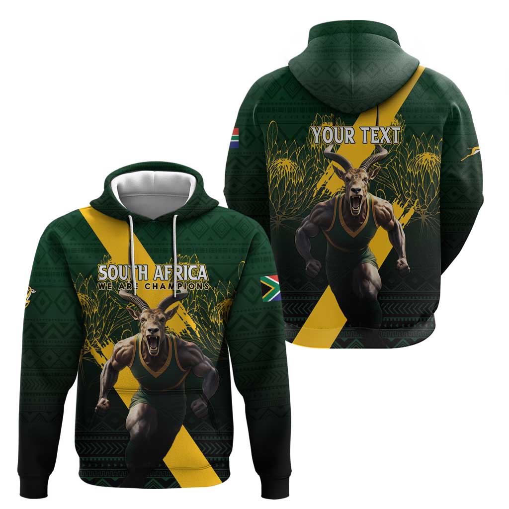 Personalised South Africa Rugby Hoodie Proud Bokke We Are Champions LT7 - Vibe Hoodie Shop