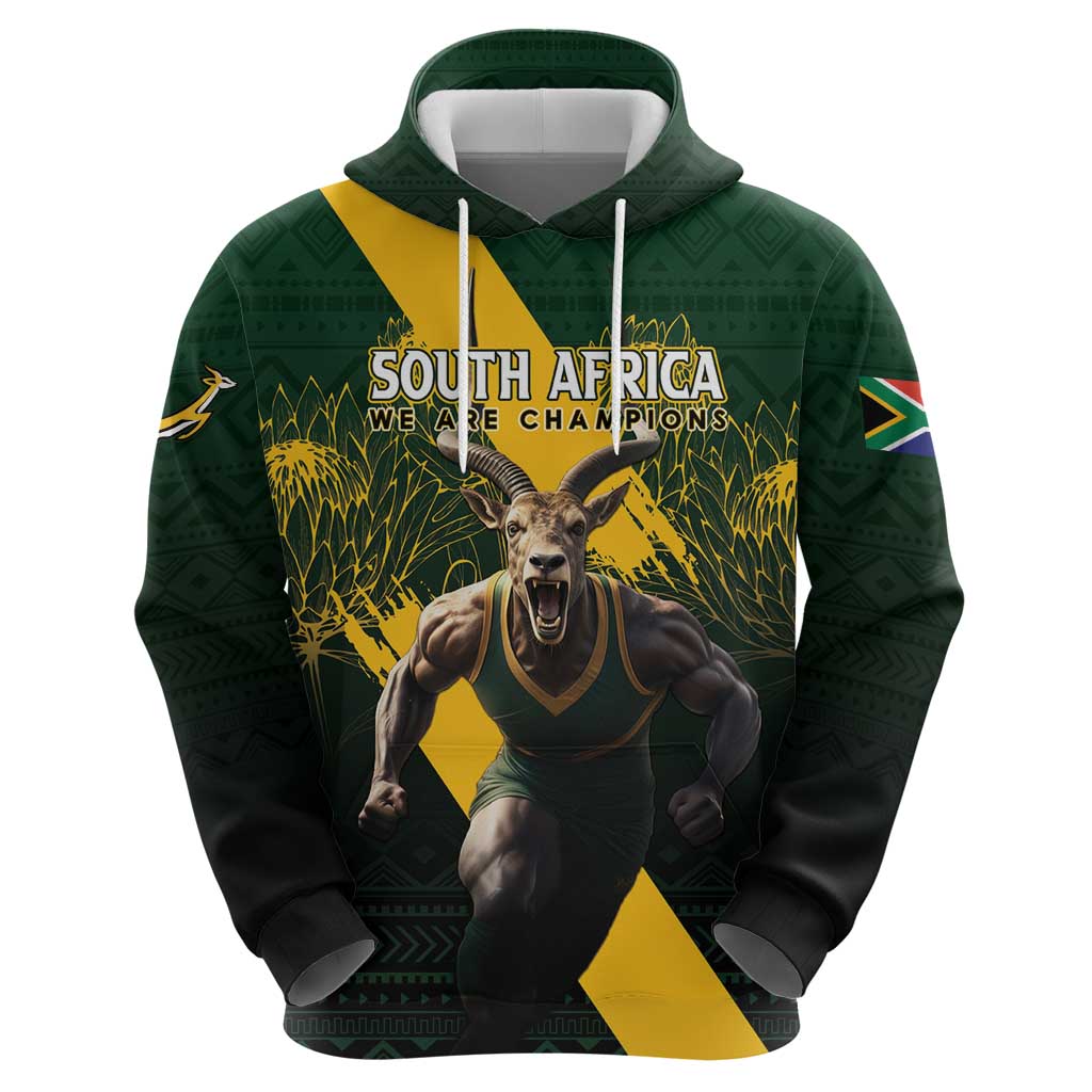 Personalised South Africa Rugby Hoodie Proud Bokke We Are Champions LT7 - Vibe Hoodie Shop