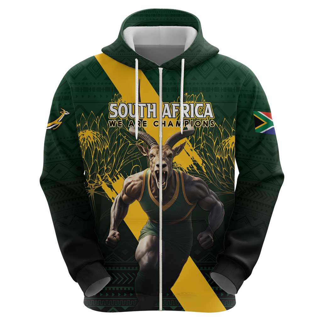 Personalised South Africa Rugby Hoodie Proud Bokke We Are Champions LT7 - Vibe Hoodie Shop