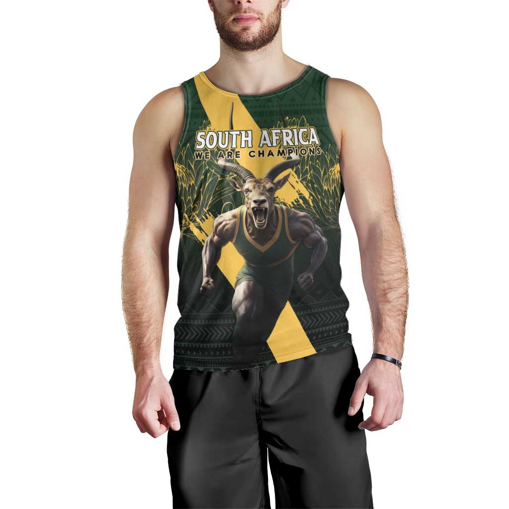 Personalised South Africa Rugby Men Tank Top Proud Bokke We Are Champions - Vibe Hoodie Shop
