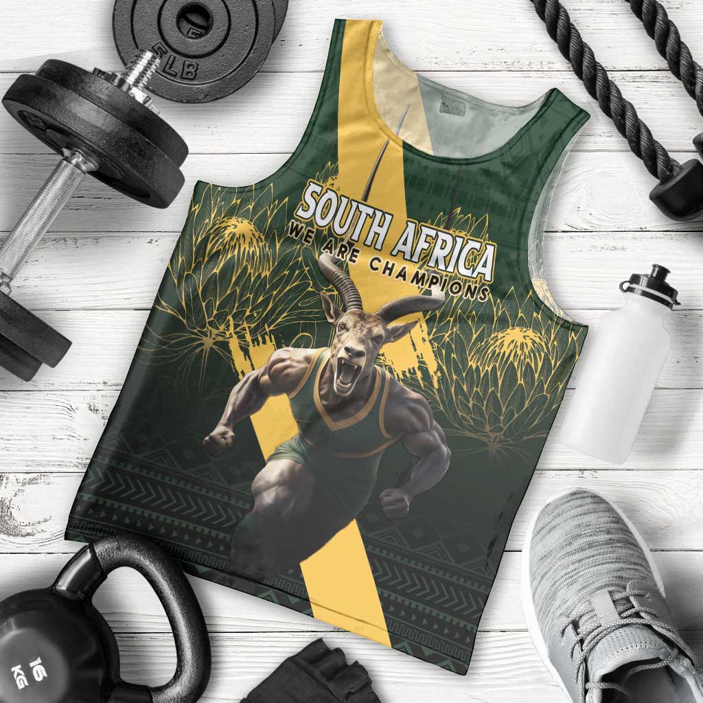 Personalised South Africa Rugby Men Tank Top Proud Bokke We Are Champions - Vibe Hoodie Shop
