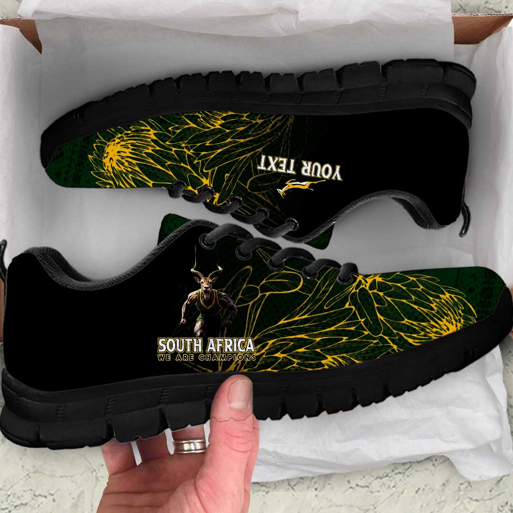 Personalised South Africa Rugby Sneakers Proud Bokke We Are Champions - Vibe Hoodie Shop