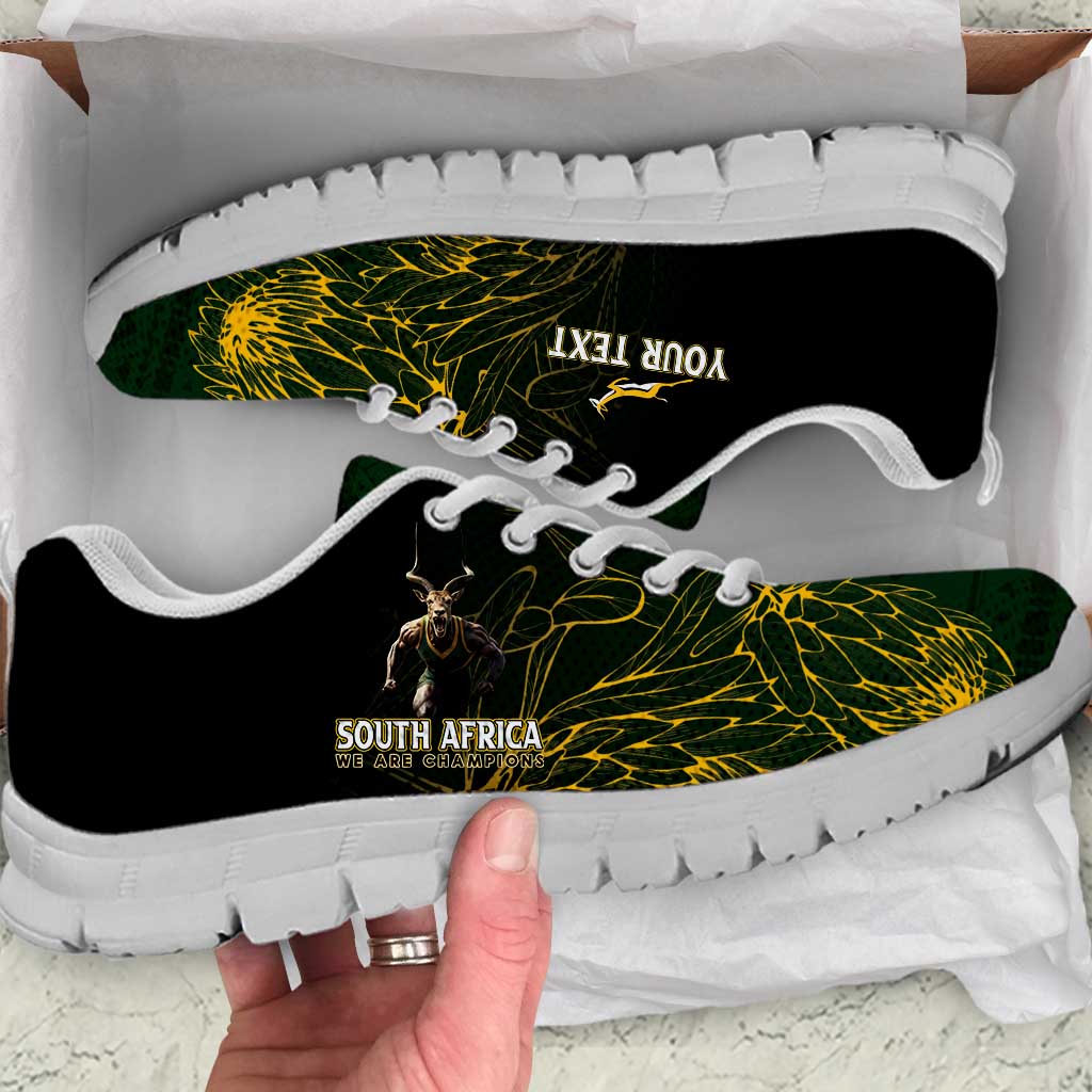 Personalised South Africa Rugby Sneakers Proud Bokke We Are Champions - Vibe Hoodie Shop