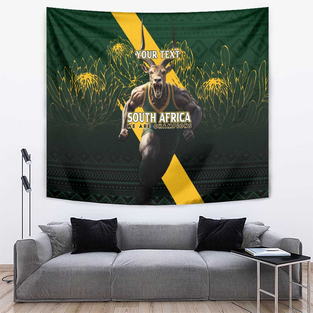 Personalised South Africa Rugby Tapestry Proud Bokke We Are Champions - Vibe Hoodie Shop