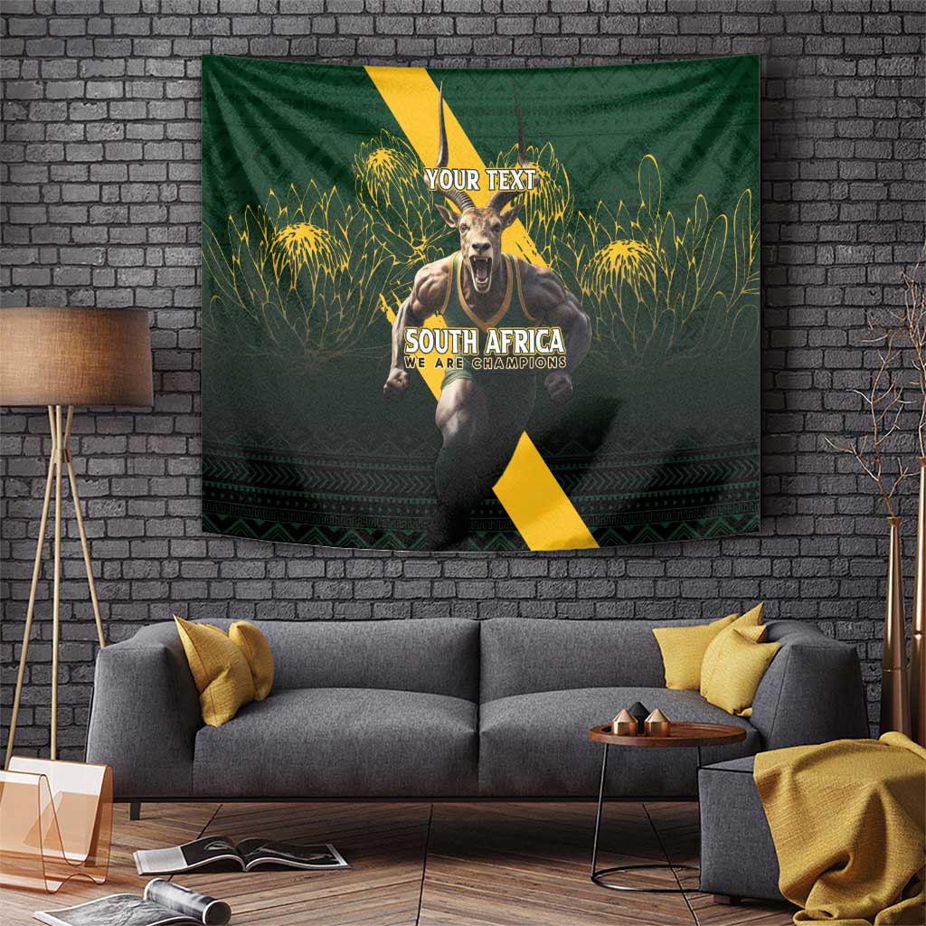 Personalised South Africa Rugby Tapestry Proud Bokke We Are Champions - Vibe Hoodie Shop