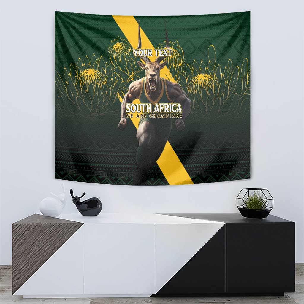 Personalised South Africa Rugby Tapestry Proud Bokke We Are Champions - Vibe Hoodie Shop