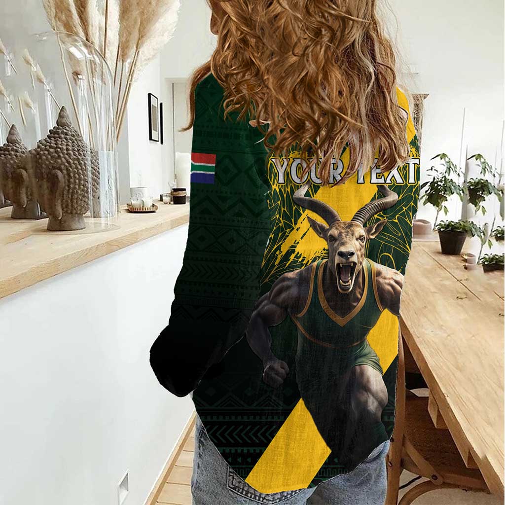 Personalised South Africa Rugby Women Casual Shirt Proud Bokke We Are Champions - Vibe Hoodie Shop