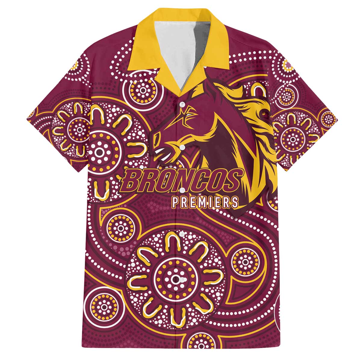 Brisbane Rugby NRL Custom Indigenous Family Matching Off The Shoulder Long Sleeve Dress and Hawaiian Shirt The Mighty Broncos - Vibe Hoodie