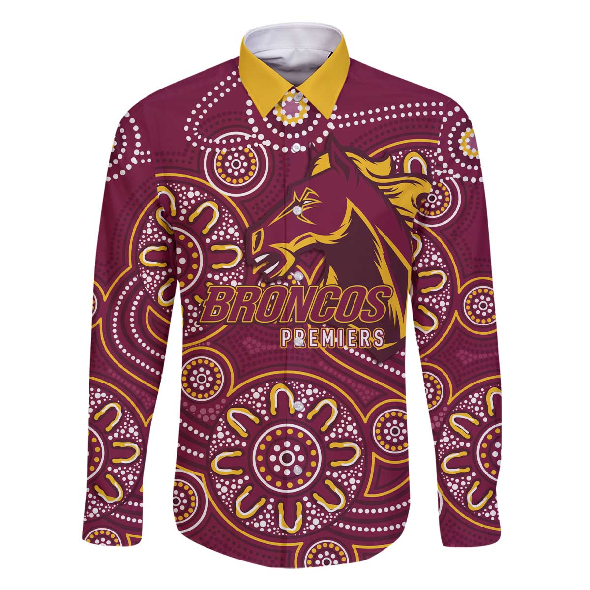 Brisbane Rugby NRL Custom Indigenous Family Matching Off The Shoulder Long Sleeve Dress and Hawaiian Shirt The Mighty Broncos - Vibe Hoodie