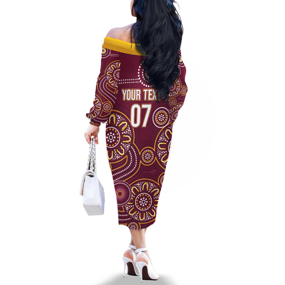 Brisbane Rugby NRL Custom Indigenous Family Matching Off The Shoulder Long Sleeve Dress and Hawaiian Shirt The Mighty Broncos - Vibe Hoodie