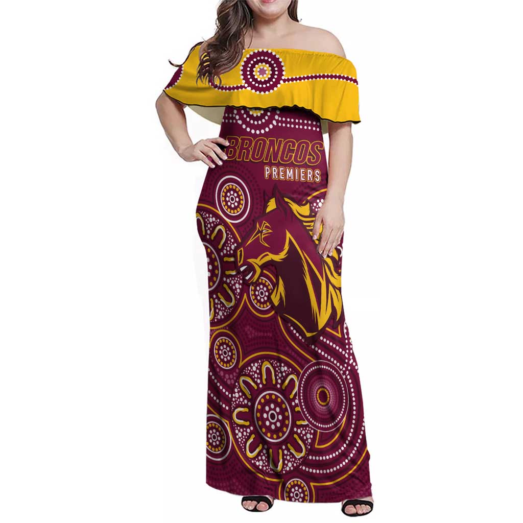Brisbane Rugby NRL Custom Indigenous Family Matching Off Shoulder Maxi Dress and Hawaiian Shirt The Mighty Broncos - Vibe Hoodie