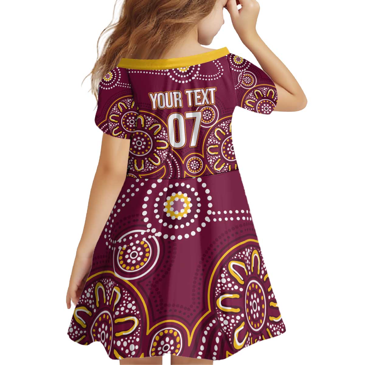 Brisbane Rugby NRL Custom Indigenous Kid Short Sleeve Dress The Mighty Broncos - Vibe Hoodie
