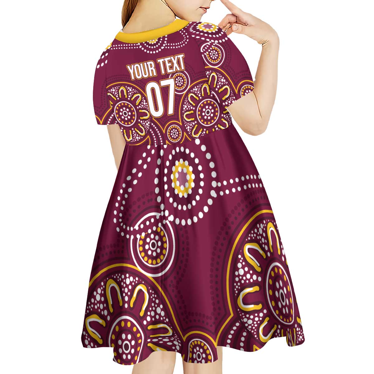 Brisbane Rugby NRL Custom Indigenous Kid Short Sleeve Dress The Mighty Broncos - Vibe Hoodie