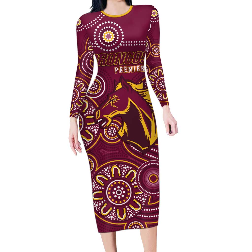 Brisbane Rugby NRL Custom Indigenous Long Sleeve Bodycon Dress The Mighty Broncos - Vibe Hoodie