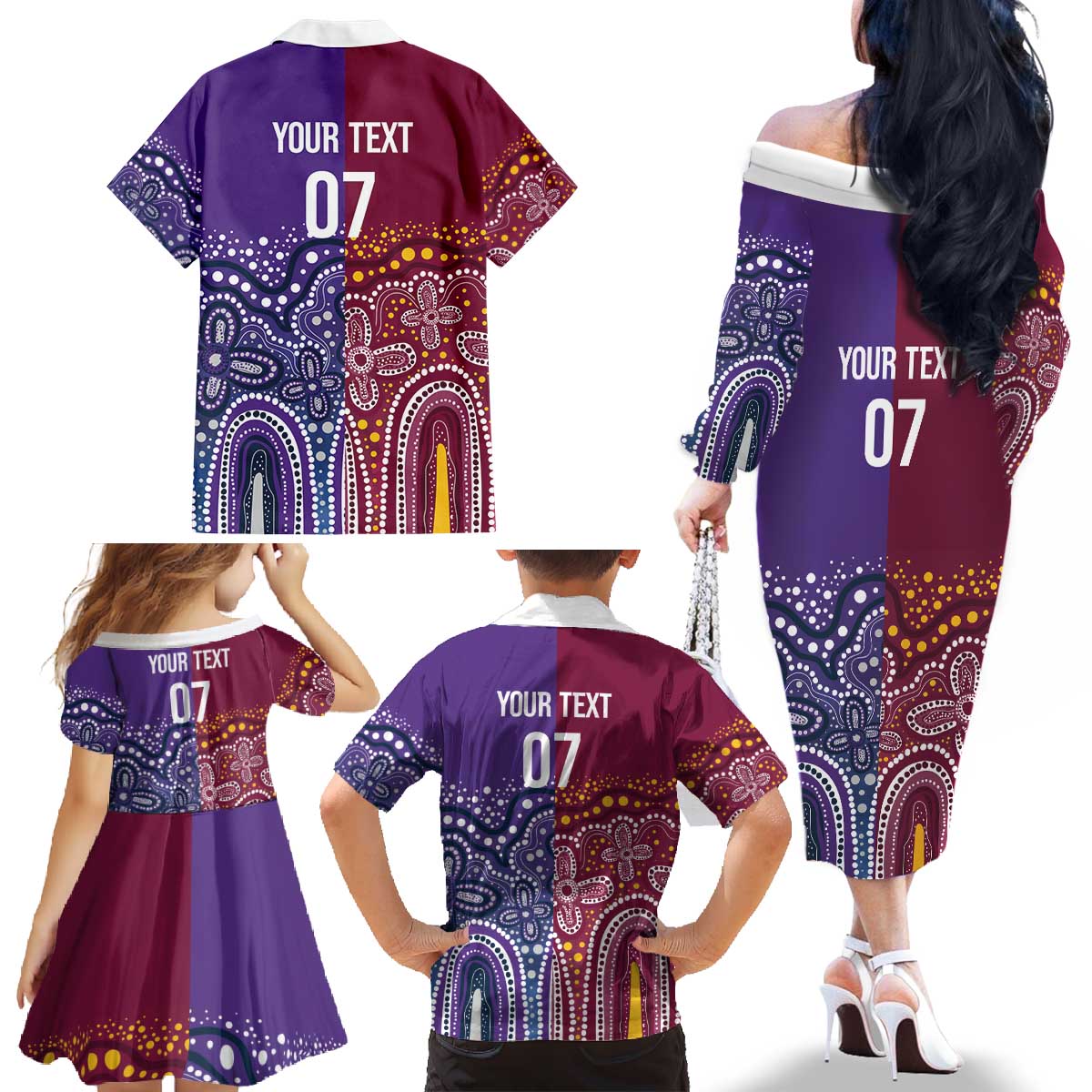 Broncos Vs Storm Rugby NRL Custom Indigenous Family Matching Off The Shoulder Long Sleeve Dress and Hawaiian Shirt Fight To The Last - Vibe Hoodie