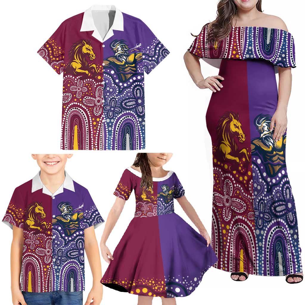 Broncos Vs Storm Rugby NRL Custom Indigenous Family Matching Off Shoulder Maxi Dress and Hawaiian Shirt Fight To The Last - Vibe Hoodie